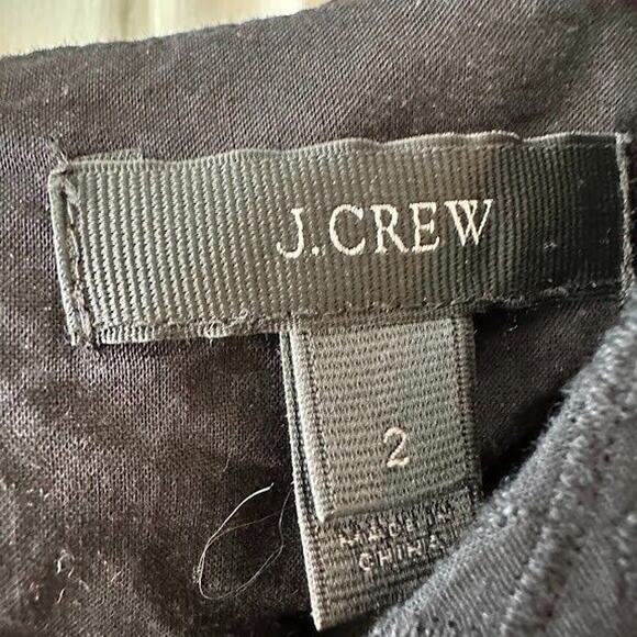 J Crew Shift Dress Womens 2 Black Bell Sleeve Cotton Lined Boho Tie Back - Picture 4 of 10